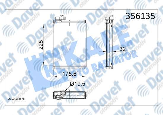 KALE 356135 Kalorifer Radyatoru Audi A4 09>16 A5 08>17 Q5 08>17 2.0tdi/Tfsi (Brazing) (225x175.6x32)
